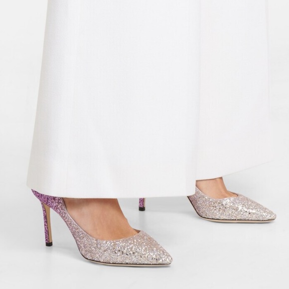 Jimmy Choo Romy 100 mm shaded coarse glitter pumps - Picture 6 of 16